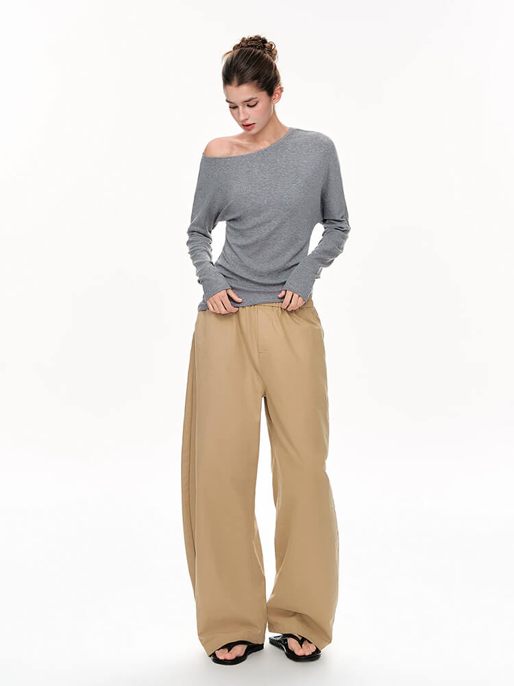 Asymmetric Off‑Shoulder Stretch Long Sleeve Top - Image 3