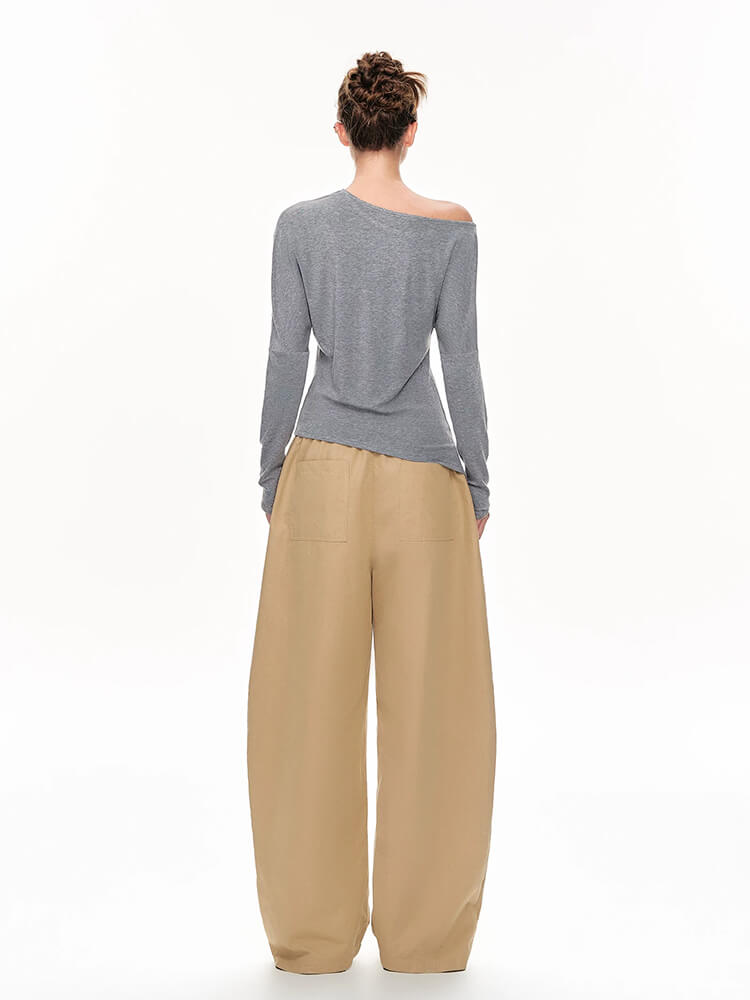 Asymmetric Off‑Shoulder Stretch Long Sleeve Top - Image 2