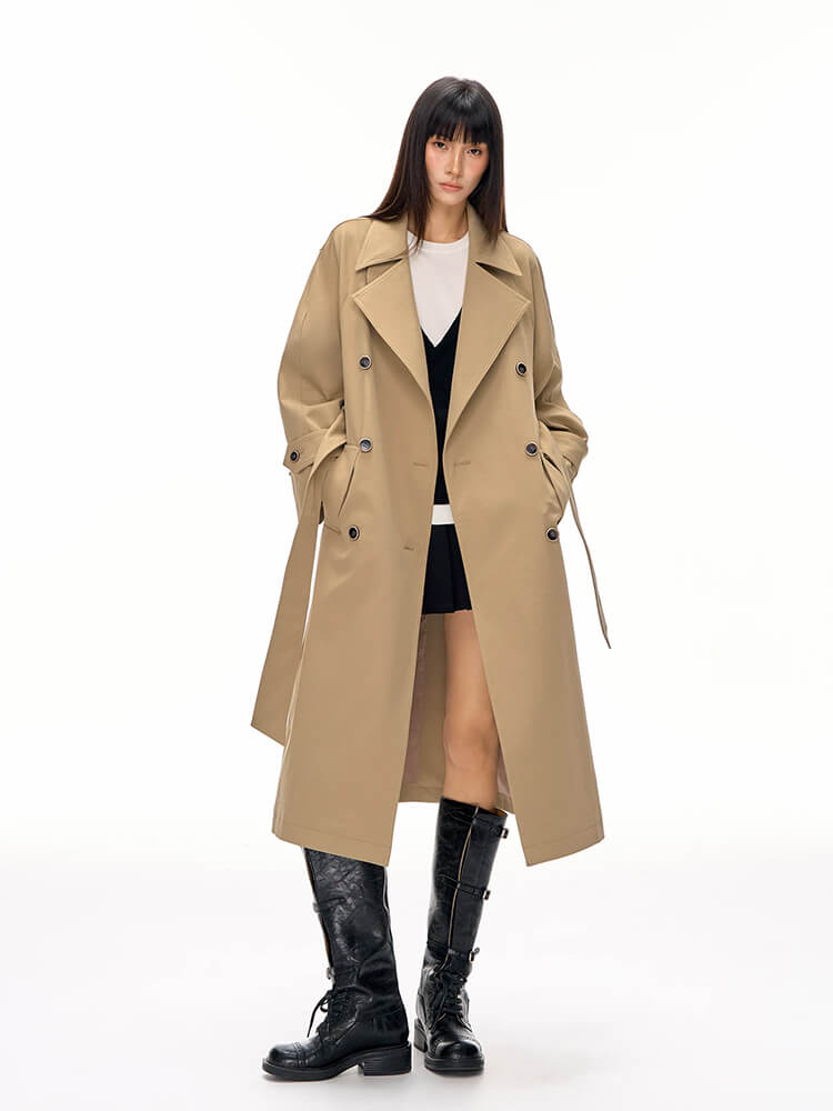 Loose Fit Lapel Collar Women Trench Outerwear - Image 3