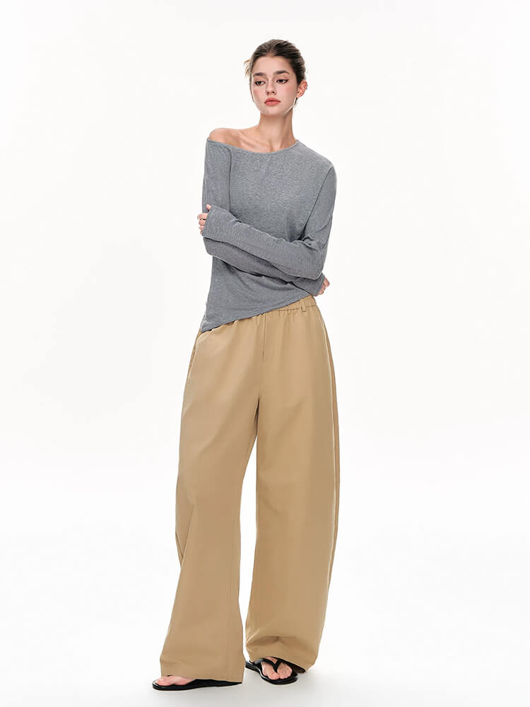 Asymmetric Off‑Shoulder Stretch Long Sleeve Top - Image 4