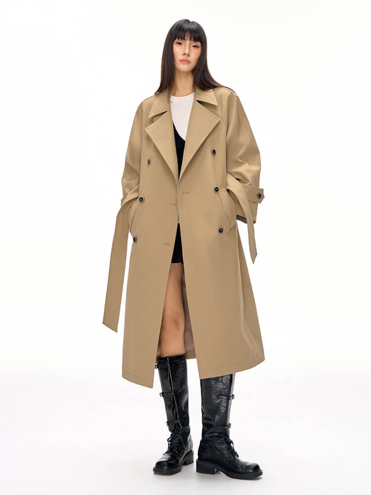 Loose Fit Lapel Collar Women Trench Outerwear - Image 5