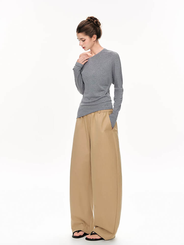 Asymmetric Off‑Shoulder Stretch Long Sleeve Top - Image 6
