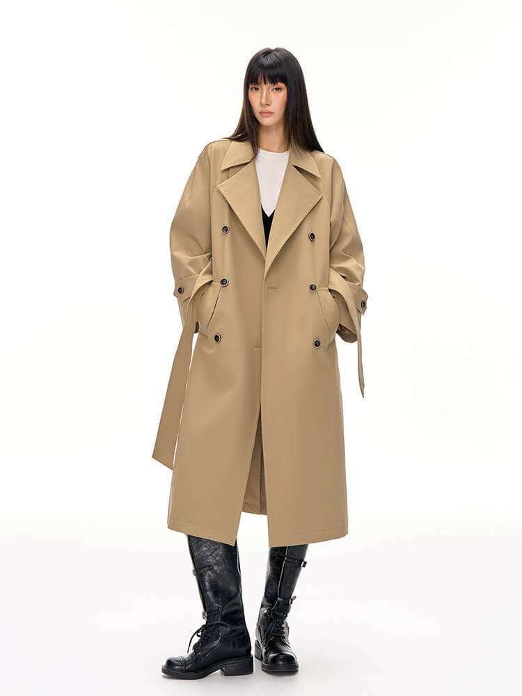 Loose Fit Lapel Collar Women Trench Outerwear - Image 4