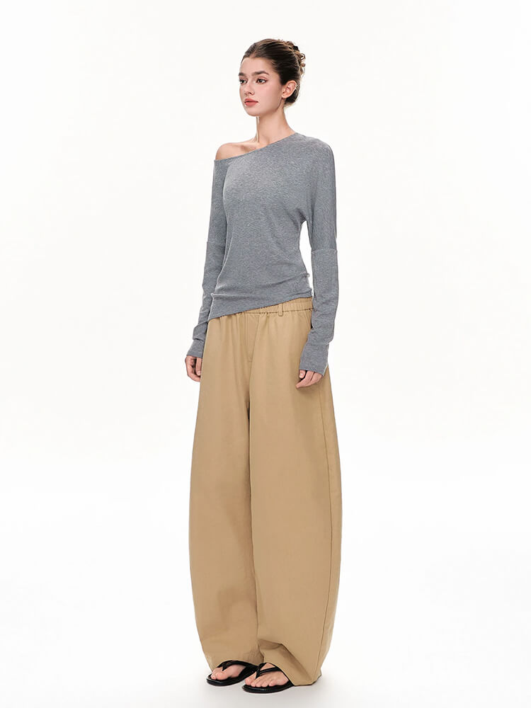 Asymmetric Off‑Shoulder Stretch Long Sleeve Top - Image 5