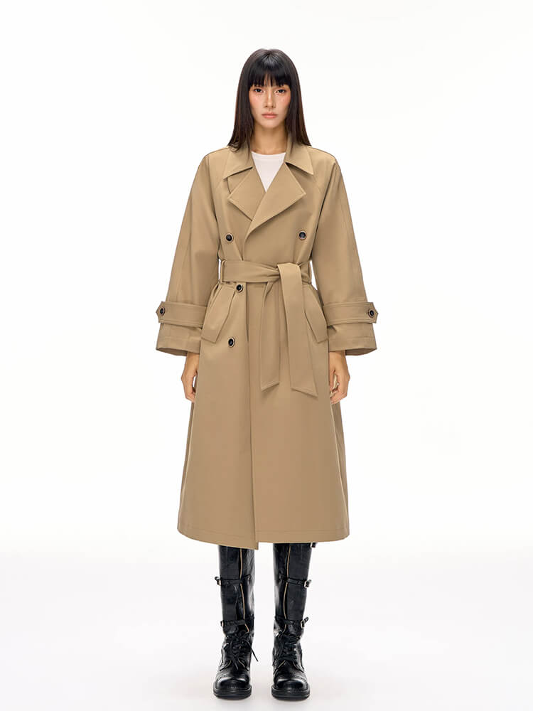 Loose Fit Lapel Collar Women Trench Outerwear - Image 2
