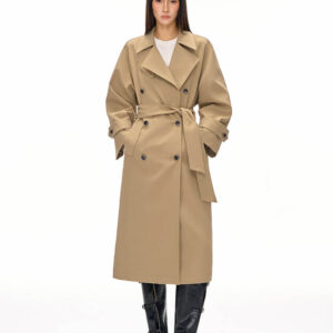 Loose Fit Lapel Collar Women Trench Outerwear
